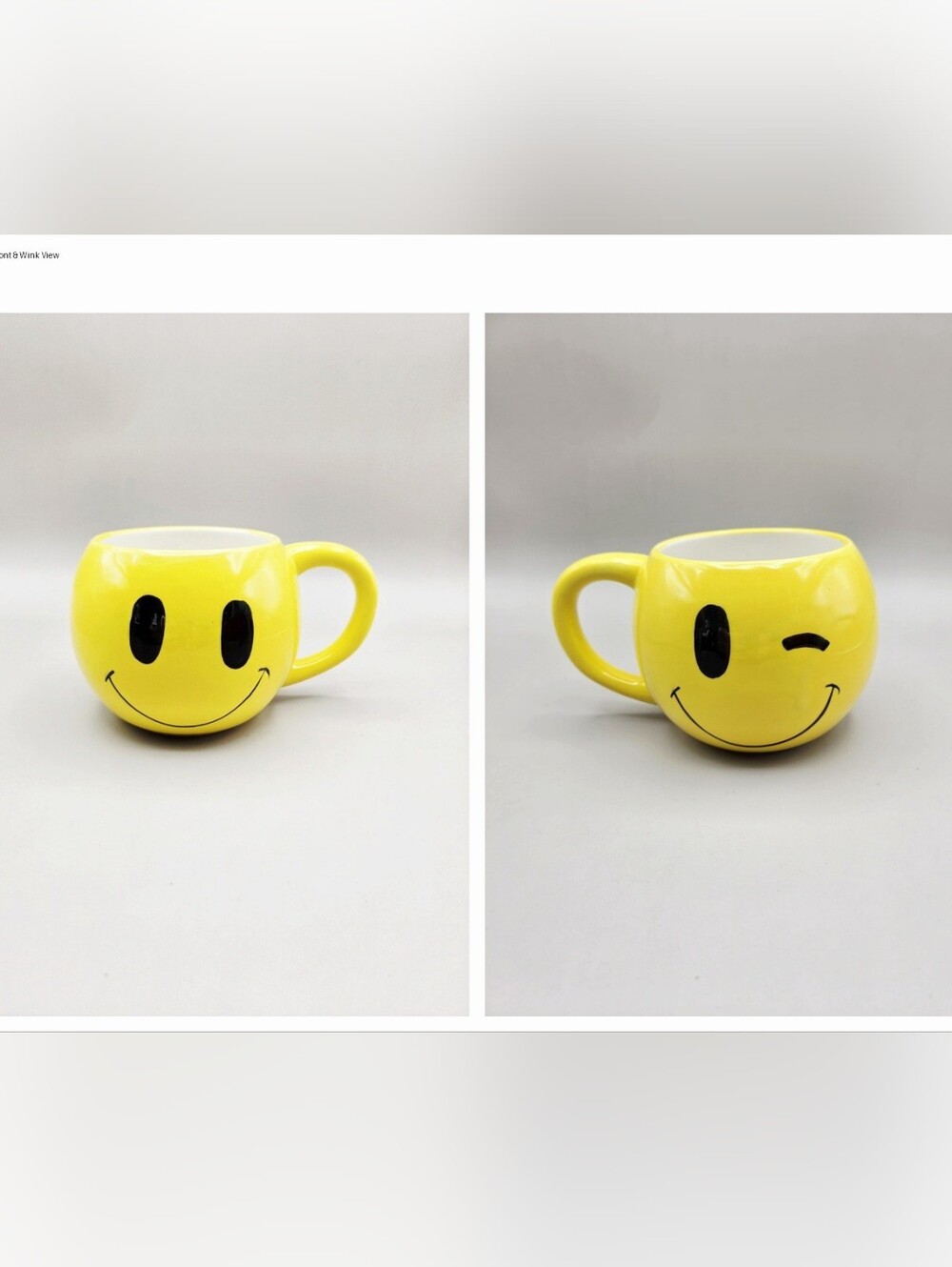 Market Square One Smiley Face Yellow Ceramic Mug with a Smile & a Wink, NWOT